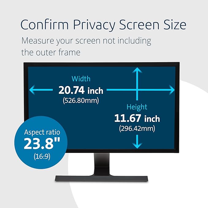 Kensington 23.8 inch Computer Privacy Screen for Desktop, 16:9 Widescreen Monitor, FP238W9 Anti-Glare Blue Ray Reduction Computer Privacy Filter, Matte and Glossy Viewing Options, K55416WW