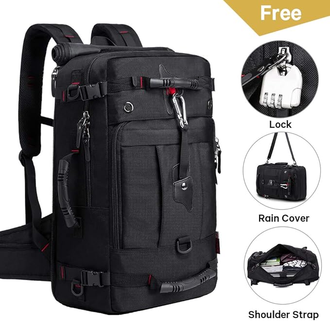 KAKA Travel Backpack, Carry On Backpack Durable Convertible Duffle Bag Fit for 15.6 Inch Laptop for Men and Women(Medium 35L)