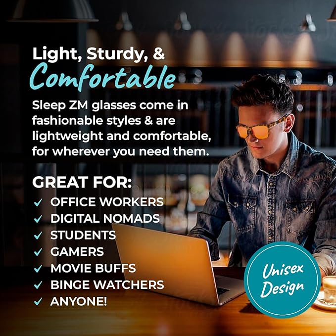 Blue Light Blocking Glasses for Women + Men - Better Sleep + Anti Eye Strain Protection - Computer Screens & Gaming
