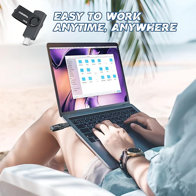 128GB Flash Drive, USB 3.2 Gen 1 Type-C Thumb Drive with 140MB/s Read, 360° Swivel Design, Compact & Lightweight Memory Stick for File Transfer, Photo Backup, and Travel-Friendly Storage