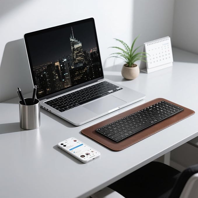 Wireless Bluetooth Keyboard, 3-Device Free Switching (2.4G+BT), Ultra-Slim Compact Wireless Keyboard Quiet Typing for PC/Laptop/Smart TV/Phone,12 Multimedia Keys