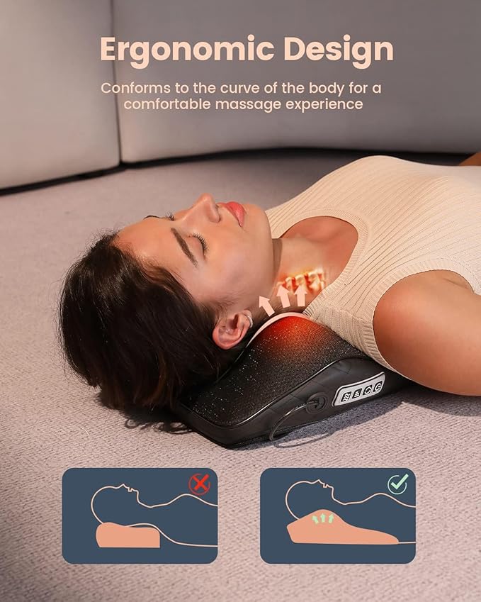 Back Massager with Heat, 3D Deep Tissue Kneading Shiatsu Neck and Back Massager for Back Pain, Massagers for Neck Shoulder Leg Foot, Full Body Muscle Pain Relief at Home, Car, Office