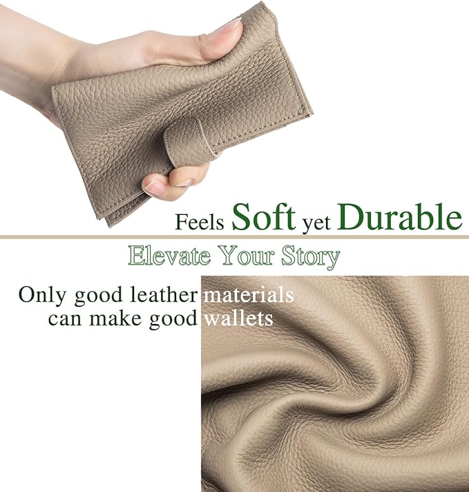 Passport Wallet for Women – RFID Blocking Passport Cover with 1 Passport Slot & 3 Card Slots, Coin Pocket & SIM Slot – Slim Genuine Leather Travel Organizer Grey