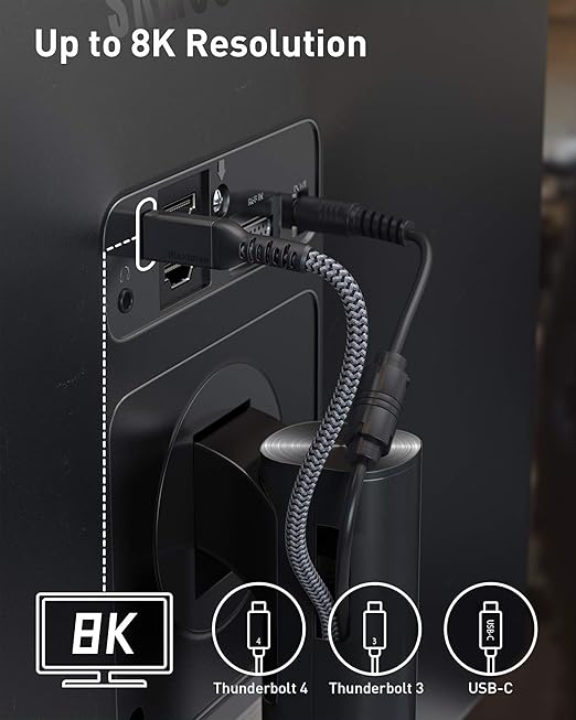 Maxonar [3.3Ft] Thunderbolt 4 Cable, 240W Thunderbolt Cable 40Gbps Sync 8K/5K@60Hz Display and for Thunderbolt 4, Thunderbolt 3, USB4, and USB-C Devices