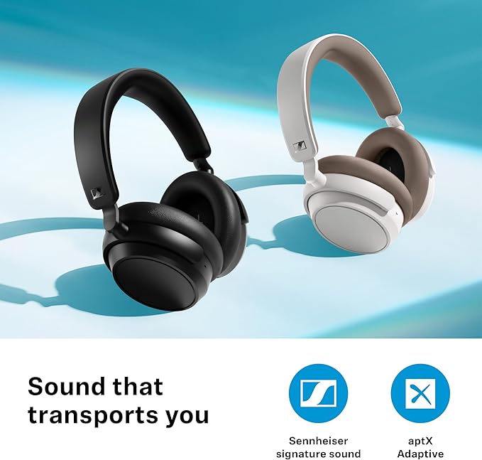 Sennheiser ACCENTUM Plus Wireless Bluetooth Headphones Noise Cancelling - Quick-Charge Feature, 50-Hr Battery Playtime, Adaptive Hybrid ANC, Bluetooth Over Ear Headphones for Traveling, School, White