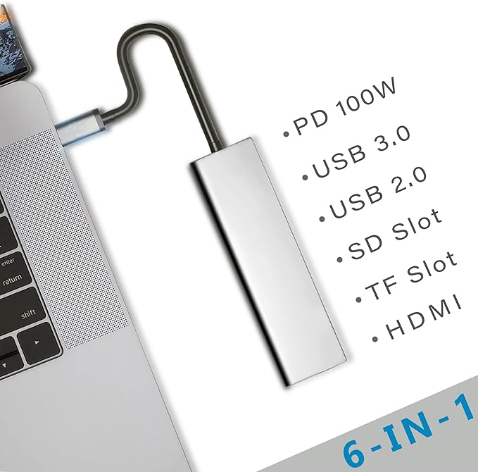 USB C Docking Station, HDMI to USB C Adapter for Monitor, USB-C Hub HDMI Dongle for Laptop, Micro SD Card Reader USB C Dock for Chromebook, USB C to USB Adapter Multiport for MacBook pro