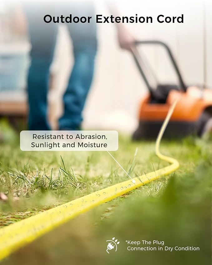 [UL Listed] Cable Matters 2-Pack 16 AWG Heavy Duty 13A Power Extension Cord - 6ft, 3 Prong Power Cord Extension, NEMA 5-15P to NEMA 5-15R, Yellow