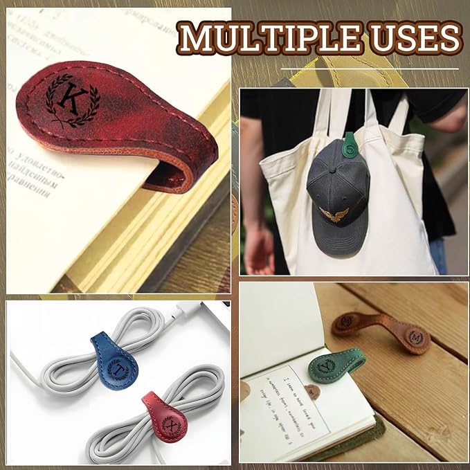 Personalized Leather Magnetic Bookmarks - 26 Letters Name Initial Vintage Engraved Bookmark Book Marker Clips Customized Gifts for Readers Kids Book Lovers Classmate (Green, G)