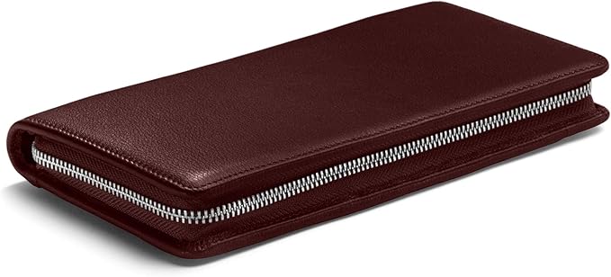 Leatherology Bordeaux Travel Zip Organizer Wallet, Passport Holder, RFID Available, Full Grain Leather
