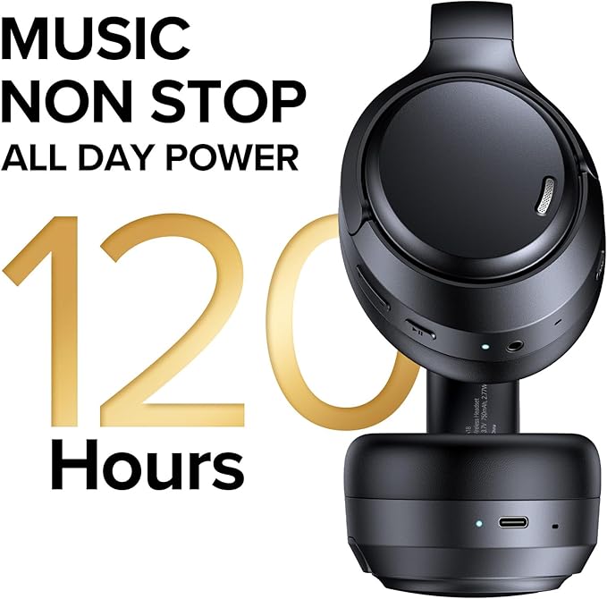 TAGRY Hybrid Active Noise Cancelling Headphones 120Hrs Playtime ENC Clear Call Bluetooth Headphone Over Ear Wireless Headphones Hi-Res Audio ANC Headset with Low Latency Mode for Game Travel Home PC