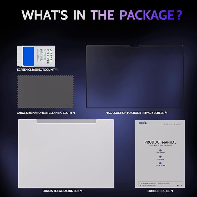 Privacy Screen for 14.4 Inch Surface Laptop Studio 2/1, MagicSuction™ Removable Anti Spy Black Protector, Glare Blue Light Filter for Microsoft Laptop Computer Monitor