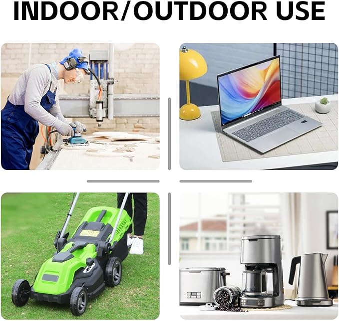 EP 6 Ft Outdoor Extension Cord, 12/3 SJTW Heavy Duty Waterproof Power Cable, 3 Prong Grounded Plug, Lighted End, for Lawn, Garden, Appliances, Black