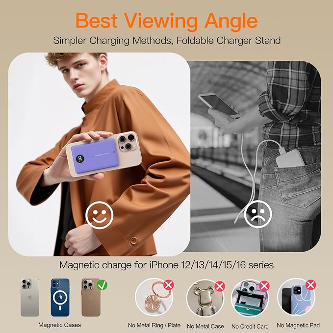 Magnetic Portable Charger, 16800mAh Wireless Power Bank, with 20W USB-C Fast Charging and LED Digital Display Magnetic Battery Pack, Compatible with iPhone 16/15/14/13/12 Full Series (2025)