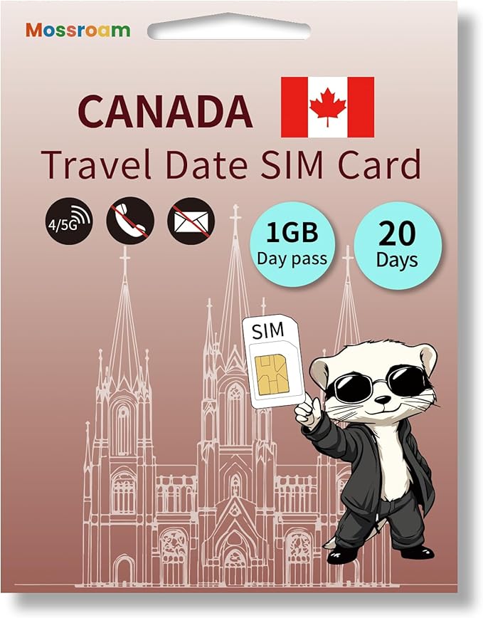 SIM Card for Canada Travel - 1GB Prepaid Data for 20 Days - 5G/4G LTE Speeds - Plug & Play - No Roaming, No Contracts