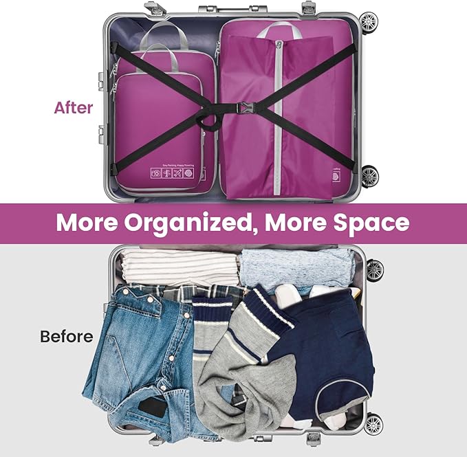 Cambond Compression Packing Cubes for Travel Women - Travel Bags Luggage Organizers Travel Essentials Compression Cubes for Travel Carry on Suitcases Organizer