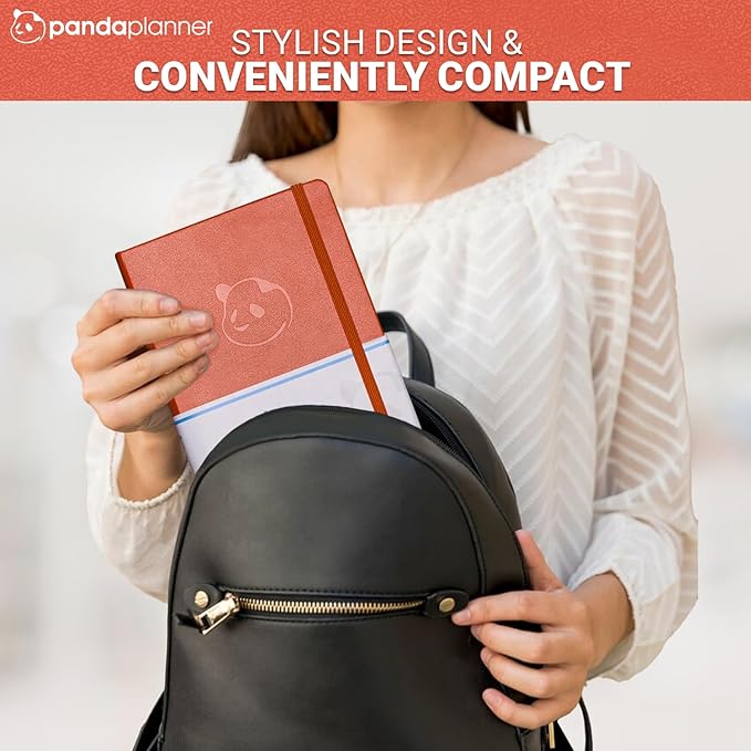 Panda Planner Classic A5 Daily Planner 2026 – Undated Quarterly Productivity Planner with Hourly Schedule, To Do List, Daily Journal, Goal Planner, Habit Tracker & Gratitude Organizer for Home/Office – Orange