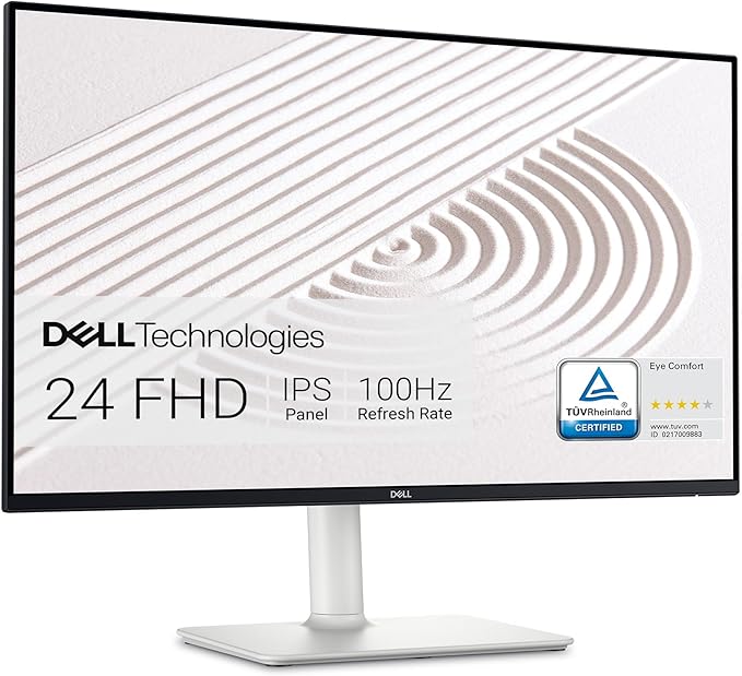 Dell S2425HS Monitor - 23.8 Inch, FHD (1920x1080) Display, 100Hz Refresh Rate 1500:1 Contrast Ratio, TÜV Rheinland Eye Comfort 4 Star, Integrated 2x5W Speaker, Height/Tilt/Swivel/Pivot - Ash White