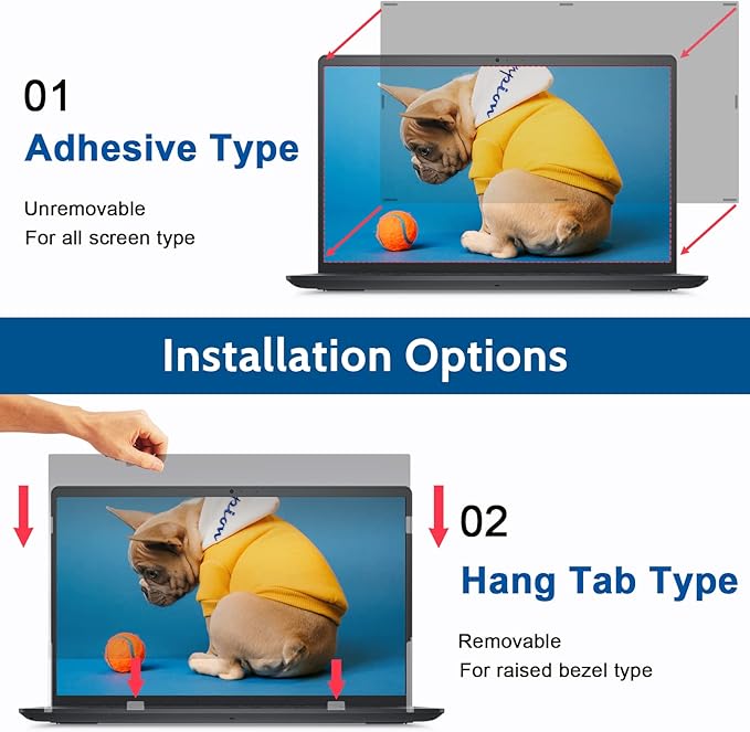 Laptop Privacy Screen 14 Inch for HP Dell Acer Asus Lenovo Thinkpad Envy Xps, 16:10 Aspect IPROKKO Removable 14in Anti Blue Light Glare Privacy Filter Shield, Anti Spy Computer Monitor Security