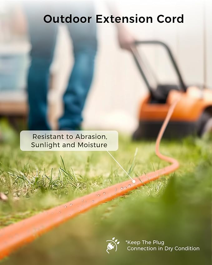 [UL Listed] Cable Matters 2-Pack 16 AWG Heavy Duty 13A Power Extension Cord - 6ft, 3 Prong Power Cord Extension, NEMA 5-15P to NEMA 5-15R, Orange