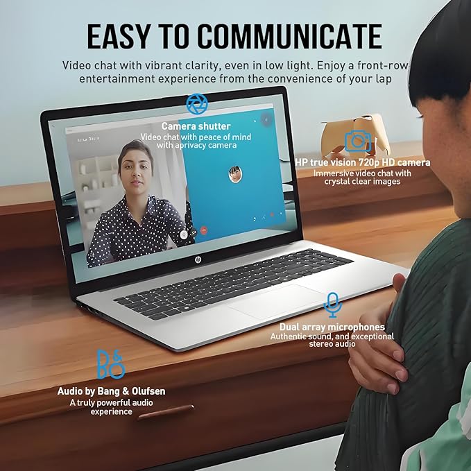 HP 2025 Laptops 17 Inch, 17.3" Laptop Computer, HD+ Large Screen, Intel Core i3 (8-Cores), 32GB RAM 1TB SSD, Windows 11 Pro, Lifetime Office, Number Pad, Wi-Fi 6, USB-C