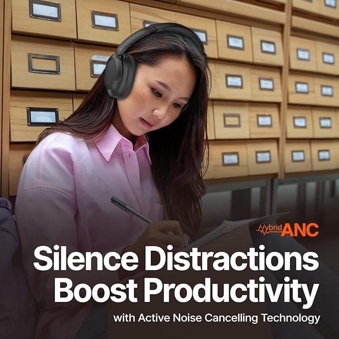 VOKALEN Hyper GO Wireless Over-Ear Noise Cancelling Headphones with Mic, 60H Playtime, Bluetooth Headset, Multi-Device Pairing, Ultra-Lightweight for Travel, Work, Study (Sky Blue)