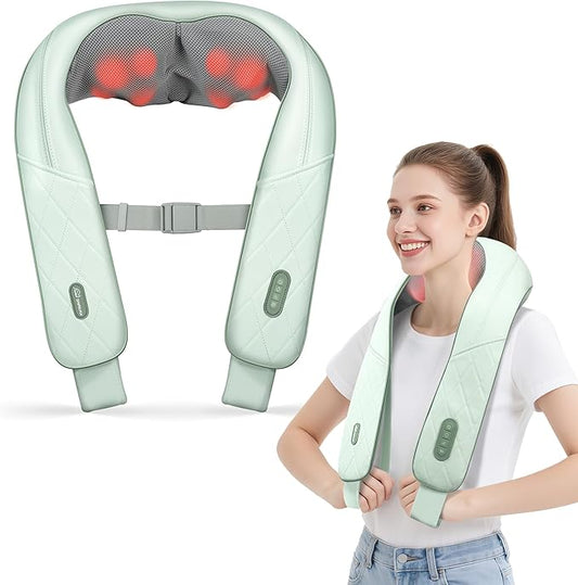 Cordless Neck Massager for Pain Relief Deep Tissue, Shiatsu Neck Back Massager Rechargeable Portable Kneading Shoulder Massage for Body Muscle Pain Relief, Gifts for Mom Dad Lovers