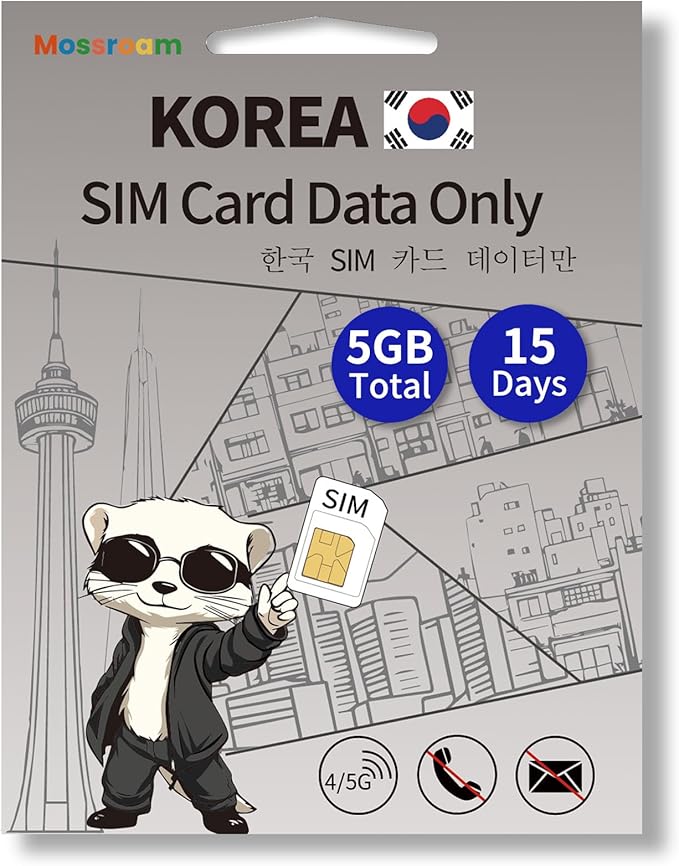 Korean SIM Card-High Speed 4/5G LTE for Fast Browsing,15 Days Plan,5GB Prepaid Data Total, 3 in 1 SIM Card for Korea Business Travelers