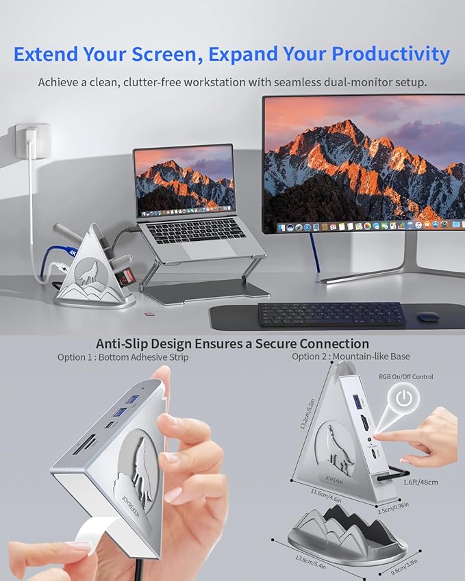 Silver 8-in-1 USB C Hub Multiport Adapter to 4K HDMI for MacBook,with 3 USB-A Ports,1 USB-C Data,100W PD,SD/TF Card Slots,Compatible with MacBook Pro/Air,iPad Pro,and More Type-C Laptops