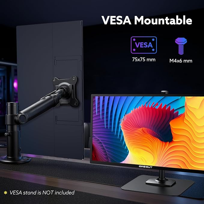 23.8'' 2K 180Hz Portable Monitor QHD Wide 1440p VESA USB-C HDMI Large Second External Gaming Screen Built-in Stand Speakers, for Laptop Mac PS4/5 Xbox Switch HDR IPS Display (2k 180Hz, 23.8")