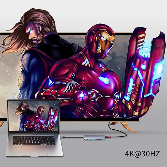 USB C Hub USB C to HDMI MultiPort Adapter for MacBook Pro, 7 in 1 Dongle with 4K HDMI/100W PD/USB3.0&2.0/SD/TF Card Reader Compatible for MacBook Air, iPad Pro, Surface, Chromebook, XPS,Acer,S23