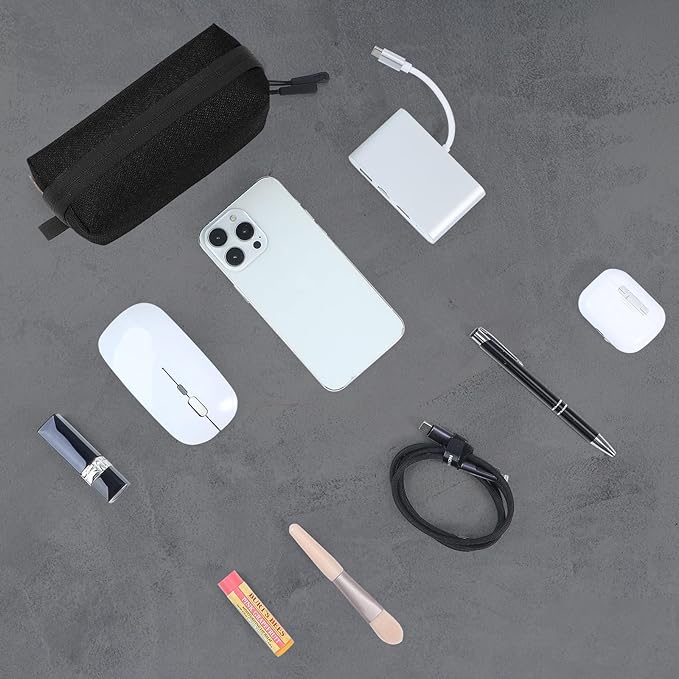 Electronics Organizer Travel Case, Small Tech Bag for Cords, Chargers, Power Bank, Earbuds – Portable Cable Pouch for Office, Business Trip, Commute – Water & Scratch-Resistant (7.28"x5.12"x2.17")