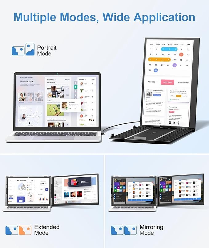 Laptop Screen Extender, Ultra-Thin 14" FHD 1080P Portable Monitor for Laptop, 1.3lbs Lightweight Dual Monitor Extender Plug & Play for 13"-17" Laptops, Compatible with Wins/Mac/Android/Chrome