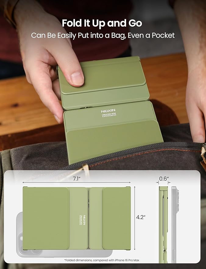Nillkin Foldable Travel Keyboard with Touchpad & Number Pad, Bluetooth Wireless Portable Folding Full Size Keyboard with Trackpad for PC Laptop iPad Tablets Smartphone, Silicone Leather Cover, Green