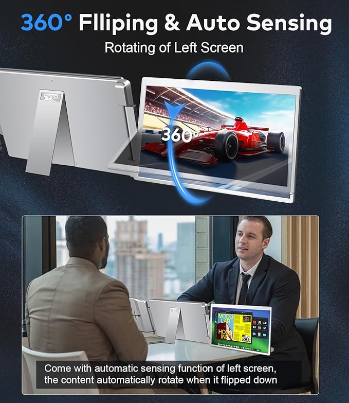 Laptop Screen Extender, 15.6-inch FHD 1080P IPS Triple Screen Portable Monitor Extender 12–18.5 inch, Portable Laptop Extended Monitor Compatible with Windows and MacBook