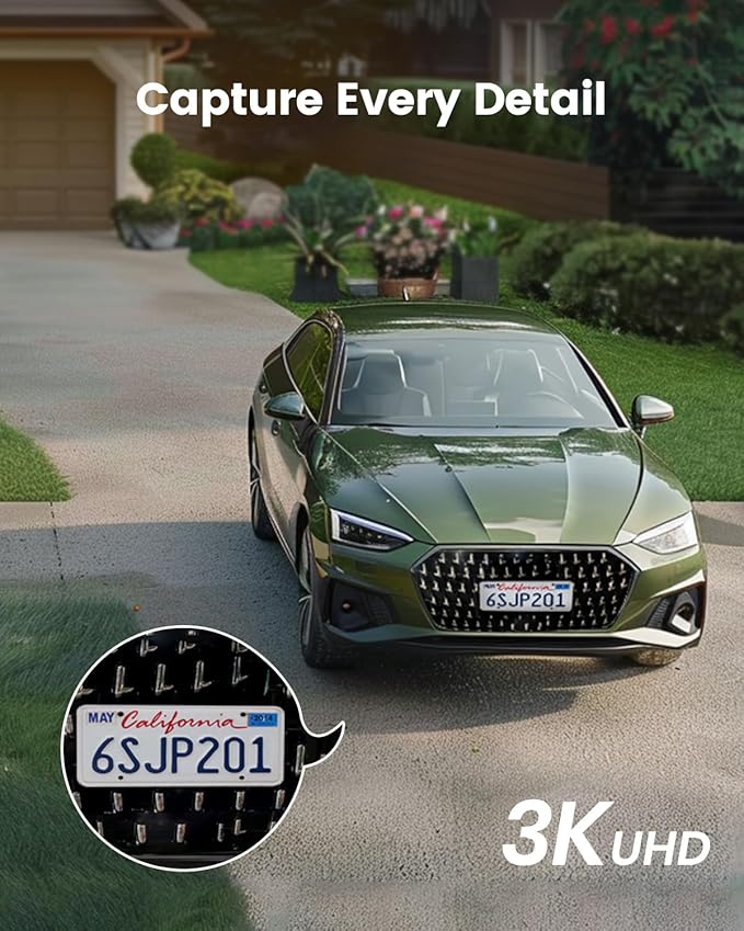 AOSU 3K/5MP Solar Security Cameras System Wireless Outdoor, Battery Powered WiFi Camera for Home Security, Panoramic PTZ, Auto Tracking, Human/Vehicle Detection, Color Night Vision (2 Pack)