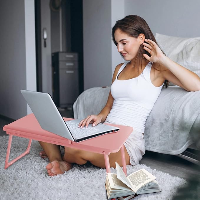 Laptop Desk for Bed Couch, Portable Lap Desk for Laptops, Bed Table for Laptops, Foldable Laptop Stand for Beds, Bed Desk for Writing (Candy Pink)