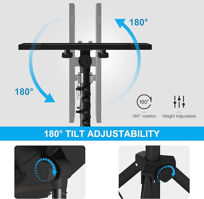 Projector Stand Tripod, Laptop Tripod Stand Adjustable Height from 23.5 to 63.5 inches with Gooseneck Phone Holder, Laptop Floor Stand for Office, Home, Stage, Studio, DJ Racks Holder Mount