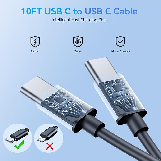 45W Samsung Super Fast Charger,2Pack Dual Port USB C Samsung Charger Fast Charging,Quick Double Type C Android Chargers Block 10FT Long USB C Cable for SamsungGalaxy S25 Ultra/S25/S24+/S23/S22/S21/S20