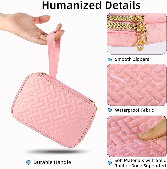 Electronics Organizer Travel Case, Charger Bag Cord Organizer Travel, Compact Tech Pouch Cable Organizer Bag for Charger, Cords, Phone, Headphones, Flash Drive, SD Card (Pink, Small-Double Layer)