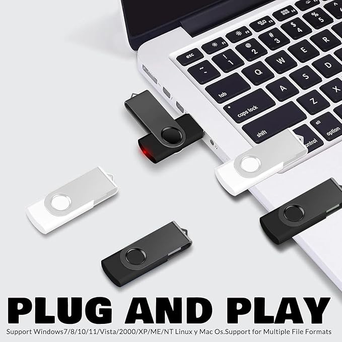 USB Flash Drive 2GB 10 Pack FEWINA USB 2.0 Flash Drives Bulk 2 GB Thumb Drive Swivel Memory Stick Jump Drive Pen Drive for Storage and Backup（Black and White,10PCS 2GB）