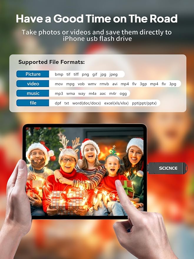 SCICNCE 256GB Flash Drive Intended for iPhone, USB Memory Stick Storage Backup for Photos Videos, Plug and Play No APP Required, Compatible with iPhone iPad Android and Computers (Metal Gray)