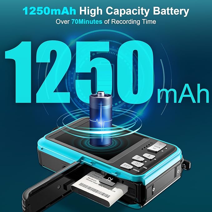 4K Underwater Camera 56MP Autofocus 16FT Waterproof Camera Dual-Screen Selfie 16X Underwater Camera for Snorkeling Waterproof Compact Floatable Digital Camera with 32GB Card