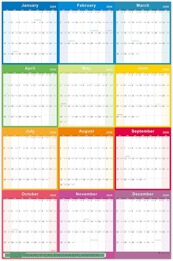 2026 Yearly Wall Calendar - annual calendar 2026, 2026 Yearly Wall Calendar&Planner with Thick Paper, January 2026 - December 2026, X Large, 34.7" x 22.8", 2026 Yearly Planner (Yearly Wall Calendar)
