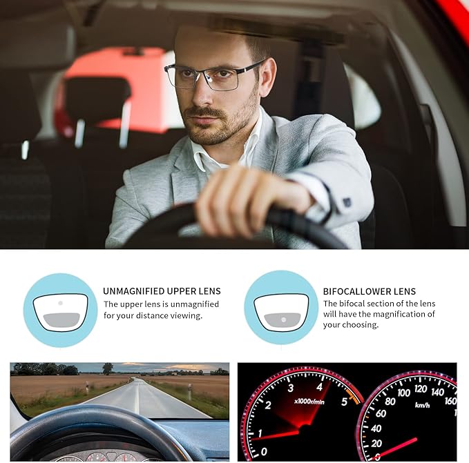 Bifocal Reading Glasses Men Blue Light Computer Readers Clear Top Designer Metal Frame Fashion Spring Hinge Eyeglasses