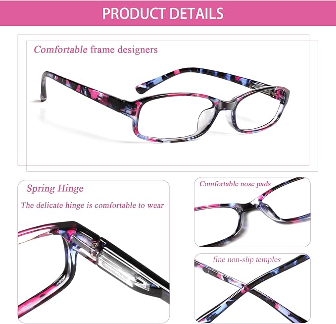 NORPERWIS 6 Pack Ladies Reading Glasses for Women Blue Light Blocking Spring Hinge Fashion Eyeglasses Readers for Women (6 Pack Mix Color-9, 2.50)