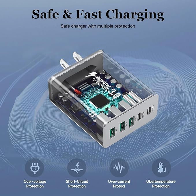 【2-Pack】 iPhone 17 USBC Charger, 80W USB C Wall Charger, Dual-30W Multiport Fast Charging Block, 5-Port Universal Plug Compatible with iPhone 17/16/15, Google Pixel 10Pro/10/9Pro/9a/8/7, Samsung, iPad