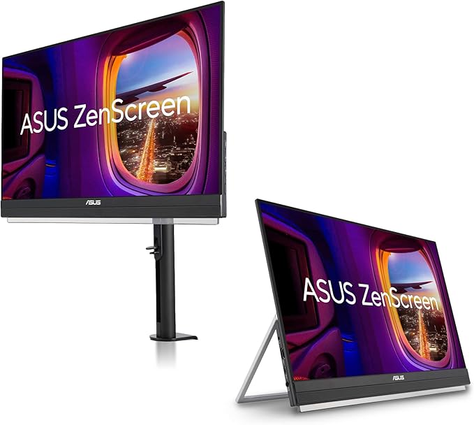 ASUS ZenScreen 22” (21.5 viewable) 1080P Portable Monitor (MB229CF) – Full HD, IPS, 100Hz, USB-C PD 60W, Speakers, Carrying Handle, Kickstand, C-clamp Arm, Partition Hook, Subwoofer, 3 yr Warranty
