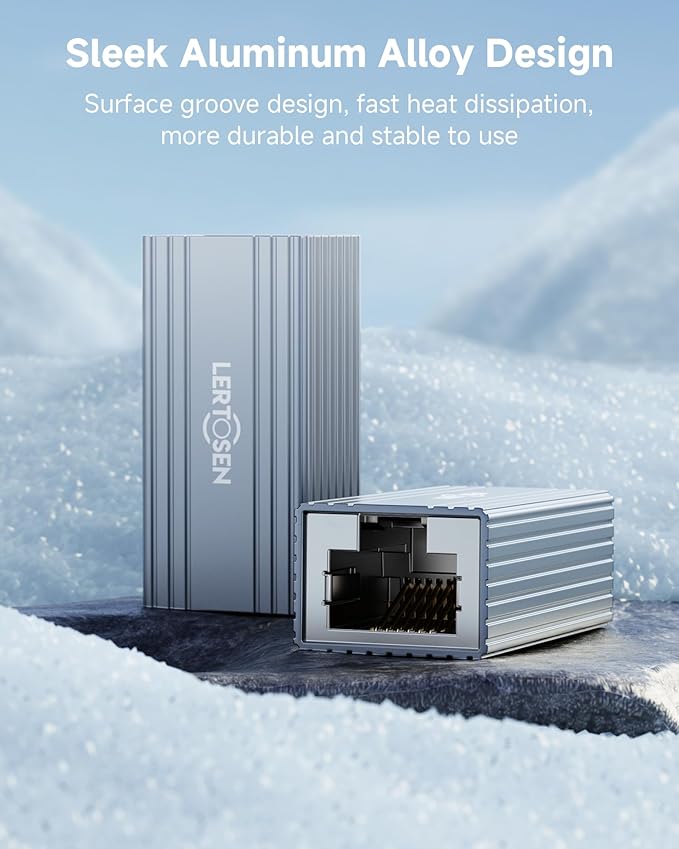 Ethernet Extender 10Gbps, 2 Pack Ethernet Coupler Connector for Cat8 Cat7 Cat6 Cat5 Cable, 328ft Long Distance Extend, Aluminum Alloy Shell