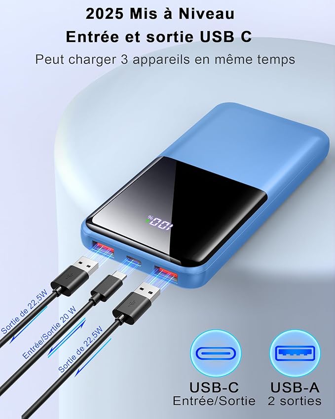 Portable Charger Power Bank, 10000mAh 22.5W Mini Portable Battery Fast Charging Battery Pack Travel Essentials, PD 3.0 QC 4.0 External Phone Powerbank for iPhone Android Samsung and USB/USB-C Devices