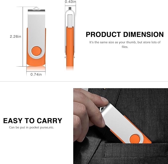 KOOTION 10 X 16 GB USB Flash Drive 16 gb Flash Drive Thumb Drive Memory Stick Pen Drive Keychain Design Orange